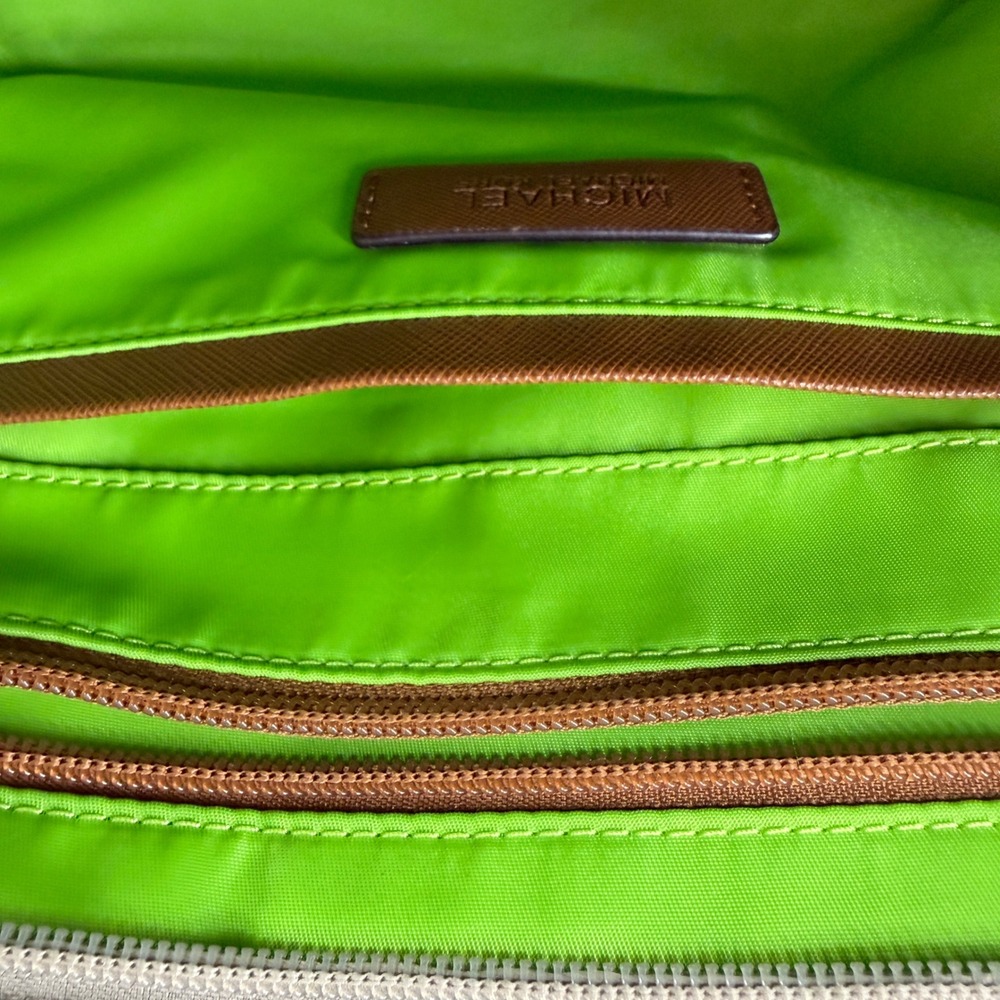 Michael Kors Dusk Kempton Medium Tote Bag‎ Khaki Nylon Leather Trim Gold Logo - Picture 8 of 16